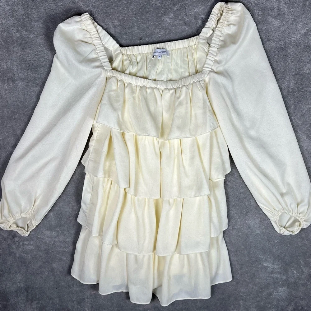 WeWoreWhat Dress Womens XS Tiered Crinkle Chiffon Ruffle Feminine Cottagecore - Picture 5 of 11